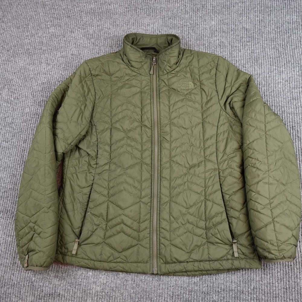 The North Face Jacket Womens XL Green Quilted Insulated Full Zip Puffer Warm